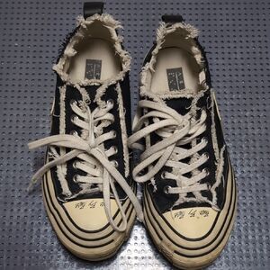 VesseL USA Black and Cream Distressed Sneakers